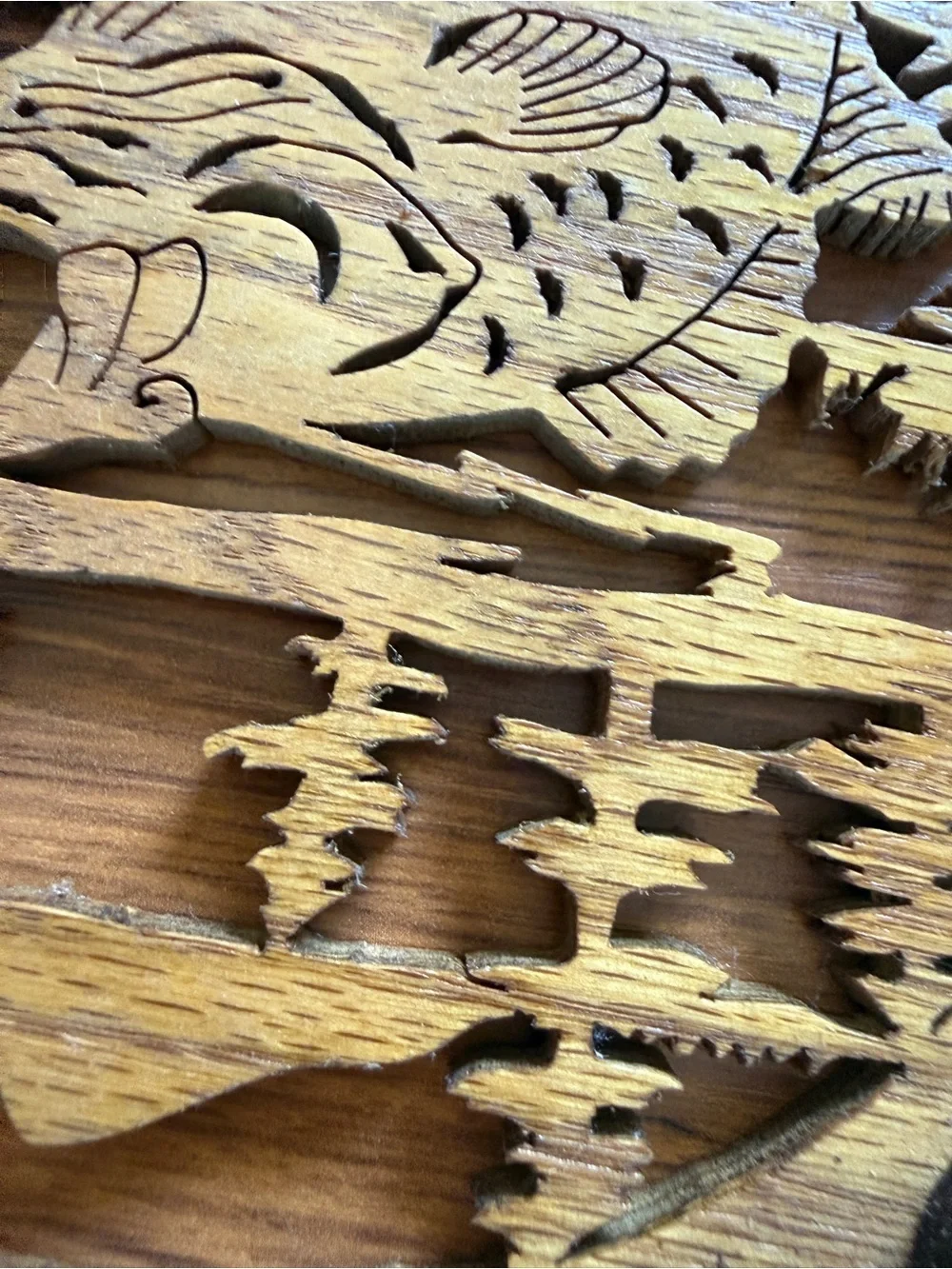 Intricate Wooden Fish Wall Art - Brown and Tan